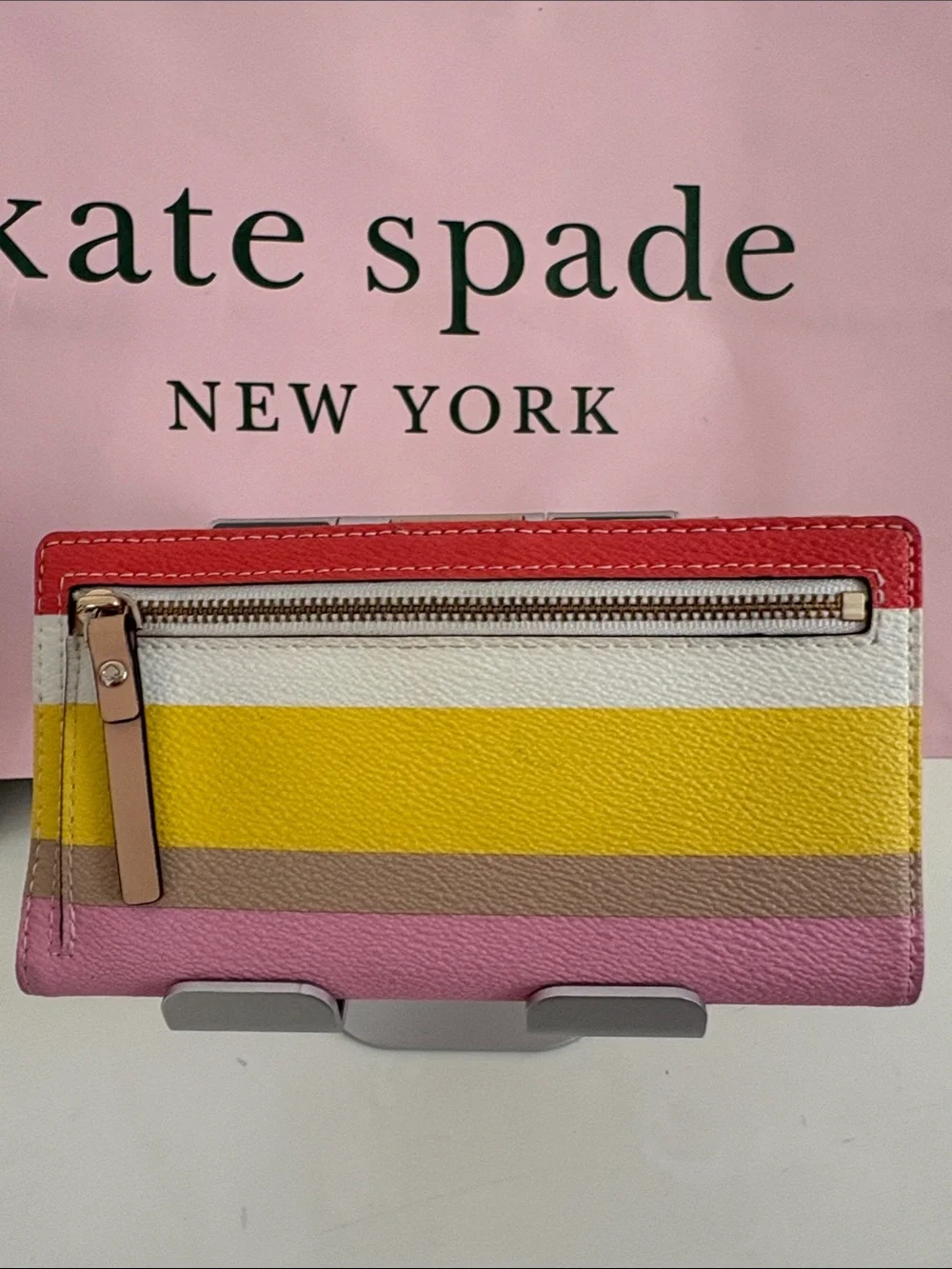 Kate Spade  New York Multicolor Striped Leather Card Wallet